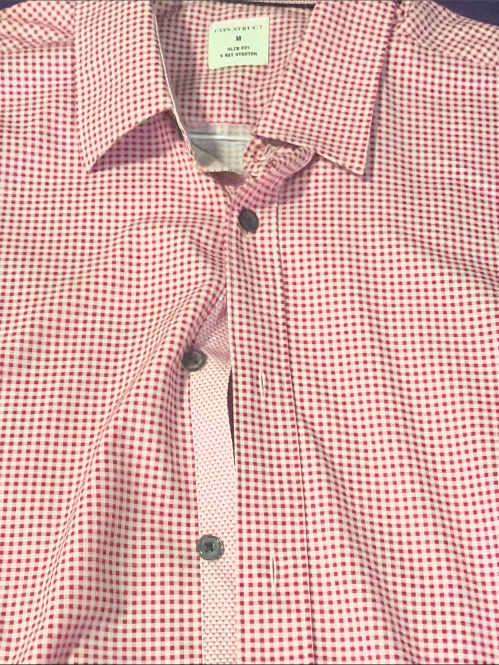 Construct  Pink and White Micro-Check Dress Shirt